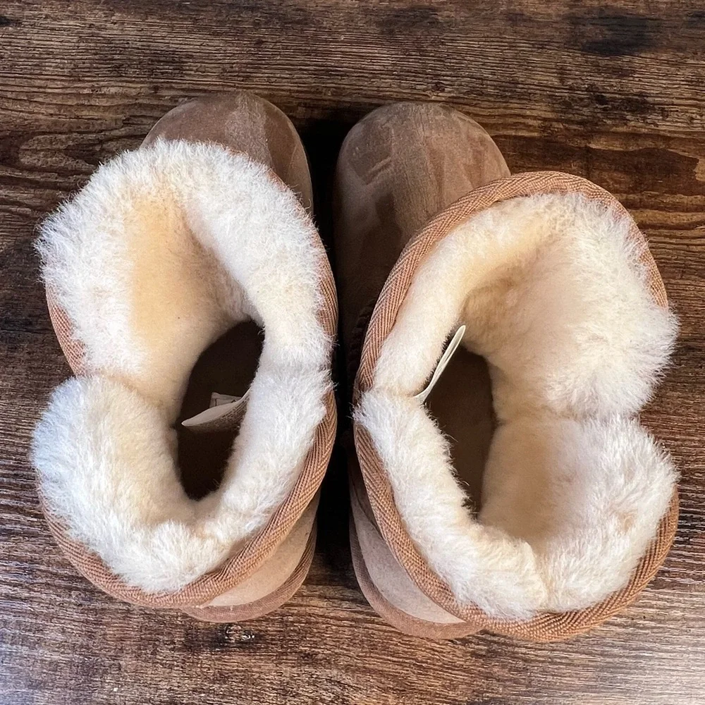 Shearling Style Tan Suede Winter Boots Ugg Lookalike Unbranded Women's 6